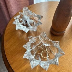 Vintage Seashell Glass Catchall Dishes: Jewelry Ring Dish (Set of 2)